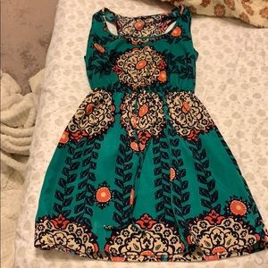 Floral teal girls dress